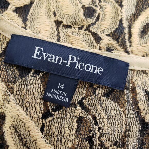 Evan Picone Womens Tank Top Size 14 Mesh Sheer Round Neck Sleeveless Career Tan - Picture 7 of 11